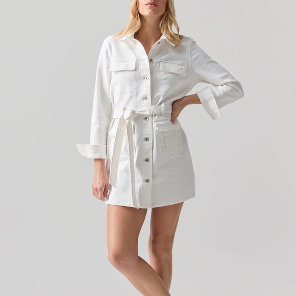 Sanctuary TIE WAIST DENIM DRESS CHALK - Picture 3 of 6